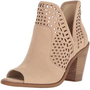 Tan open toe bootie